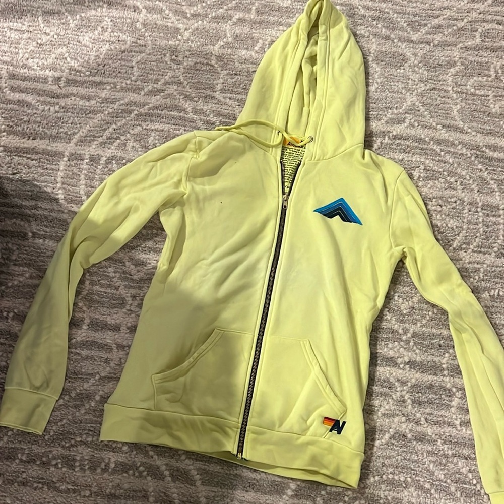 Neon yellow Aviator Nation zip up in perfect condition!